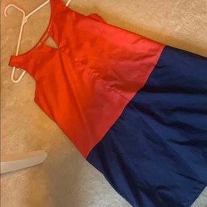 Coral/Navy shift dress